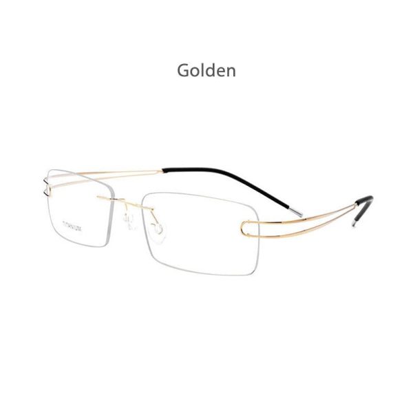 Hdcrafter Unisex Rimless Rectangle Titanium Frame Eyeglasses 50003 Online Sale - Image 5