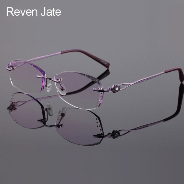 Reven Jate Women s Rimless Rectangle Titanium Eyeglasses 2123 Discount