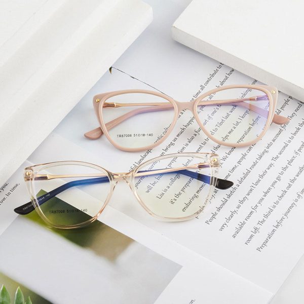 Hotony Woman s Full Rim Cat Eye TR 90 Resin Alloy Frame Eyeglasses 7008 Sale