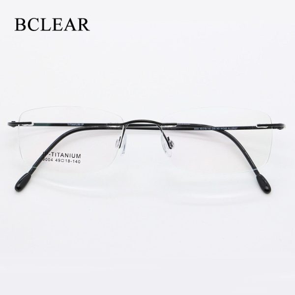Unisex Rimless Titanium Frame Eyeglasses Customizable Lenses 9004 Fashion - Image 2