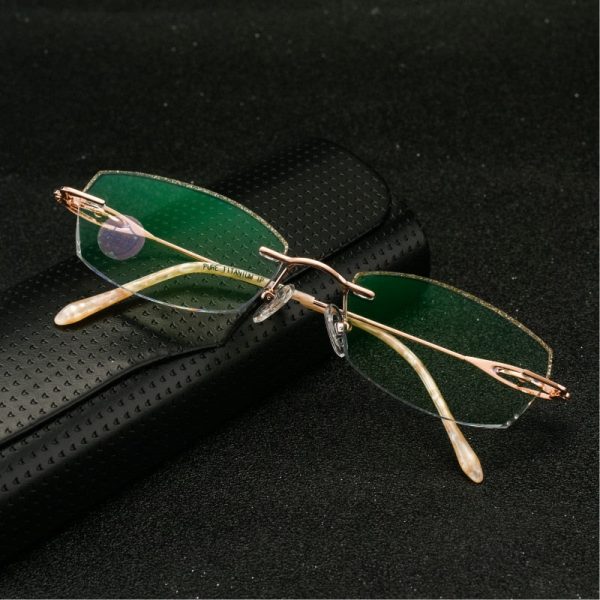 Reven Jate Titanium Women s Eyeglasses Rimless Square 1806 Cheap