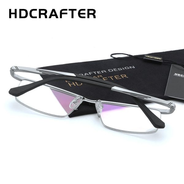 Hdcrafter Men s Semi Rim Rectangle Alloy Frame Eyeglasses Lp6236 Online Sale - Image 3