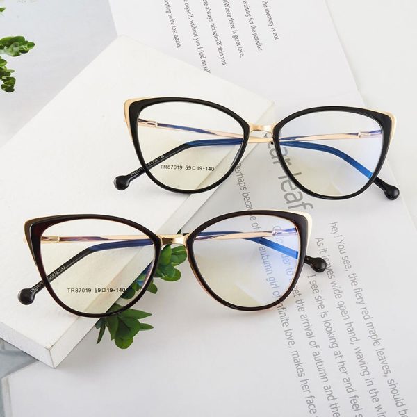 Hotony Women s Full Rim Cat Eye TR 90 Resin Alloy Frame Eyeglasses 7019 Supply