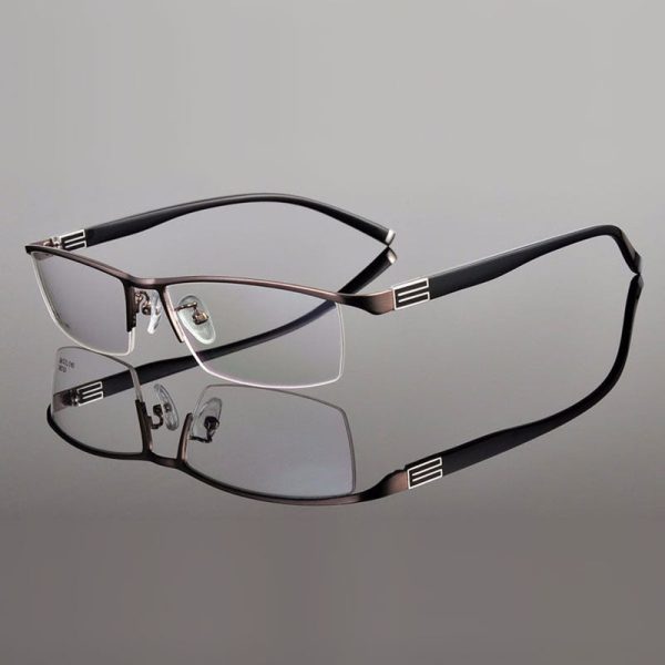 Reven Jate Men s Semi Rim Rectangle Titanium Alloy Eyeglasses 56170 Supply - Image 5
