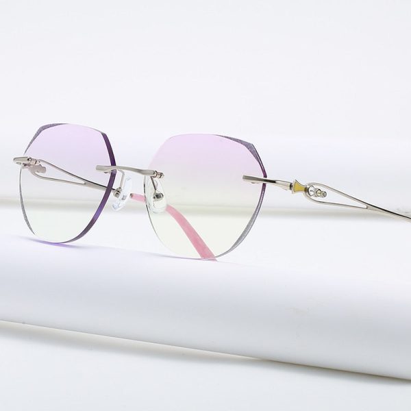 Zirosat 58111 Women s Eyeglasses Alloy Tint Lenses Diamond Cutting Rimless Titanium Online now