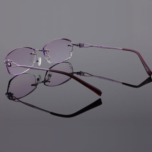 Reven Jate Women s Rimless Rectangle Titanium Eyeglasses 2123 Discount - Image 4