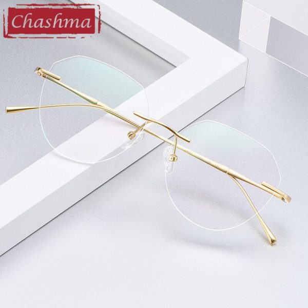 Chashma Women s Rimless Diamond Cut Titanium Round Frame Eyeglasses 3018 Online Hot Sale