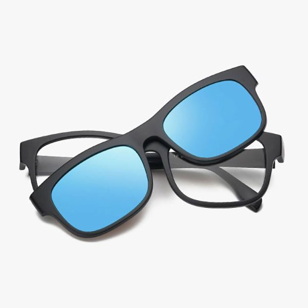 Reven Jate Unisex Full Rim Square Polycarbonate Eyeglasses Clip On Polarized Sunglasses 2203 Hot on Sale - Image 3