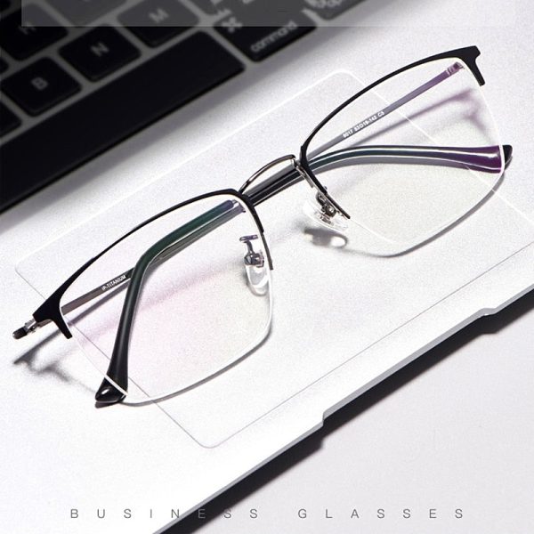 Yimaruili Unisex Semi Rim Titanium Frame Eyeglasses 8017JX Discount - Image 2