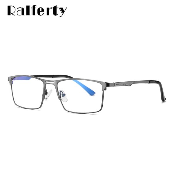 Ralferty Men s Eyeglasses Blue Light Blocking Spectacle Frames Metal Rectangle D5909 For Sale