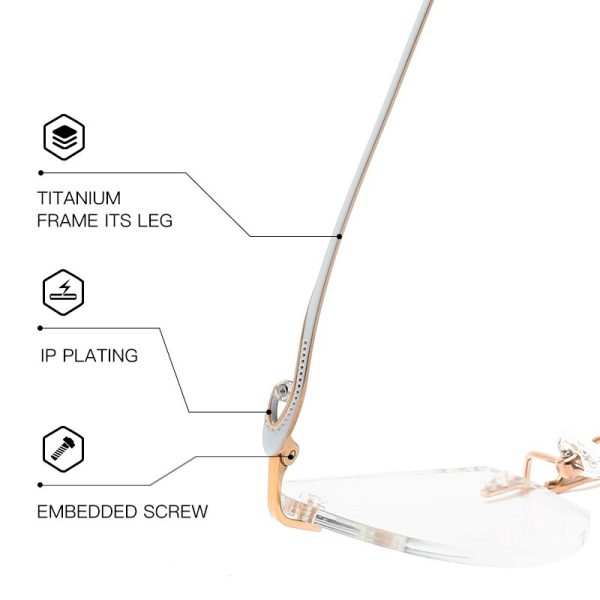 Zirosat 9148 Women s Eyeglasses Titanium Rimless Eyewear Diamond Trimmed Fashion - Image 4