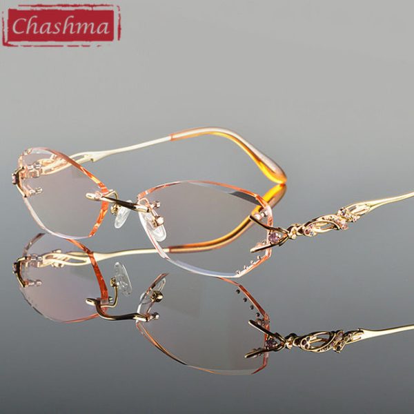 Chashma Women s Eyeglasses Tint Lenses Diamond Cutting Rimless 8036B Online Sale - Image 3