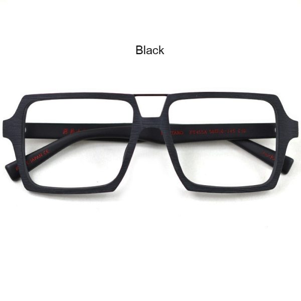 Hdcrafter Unisex Full Rim Square Double Bridge Wood Alloy Frame Oversize Eyeglasses Ps9016 Fashion - Image 3