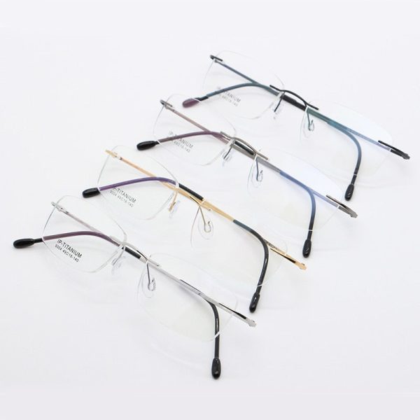 Unisex Rimless Titanium Frame Eyeglasses Customizable Lenses 9004 Fashion - Image 3