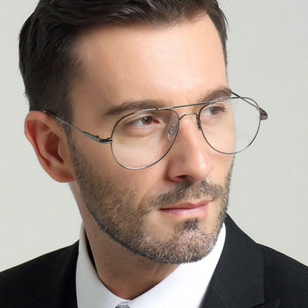 Reven Jate Unisex Full Rim Double Bridge Oval Alloy Titanium Eyeglasses 3028 Online Sale - Image 2