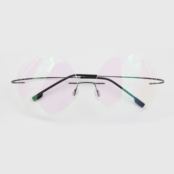 Hotochki Men s Rimless Titanium Alloy Round Frame Eyeglasses on Sale - Image 5