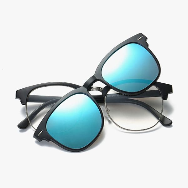 Reven Jate Men s Full Rim Square Polycarbonate Eyeglasses Clip On Polarized Sunglasses 2218 Online Hot Sale - Image 3