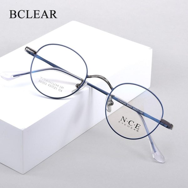 Bclear Unisex Eyeglasses Titanium Round Full Rim Sc88303 For Sale