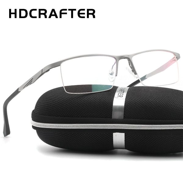 Hdcrafter Men s Semi Rim Rectangle Alloy Frame Eyeglasses Lp6236 Online Sale - Image 2