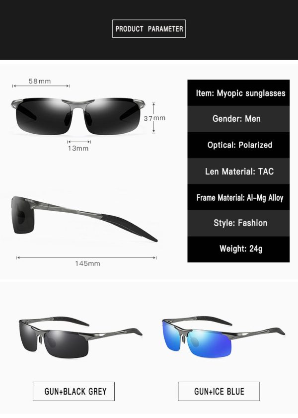 Aidien Men s Full Rim Square Tr 90 Myopic Reading Glasses Sunglasses For Discount - Image 3