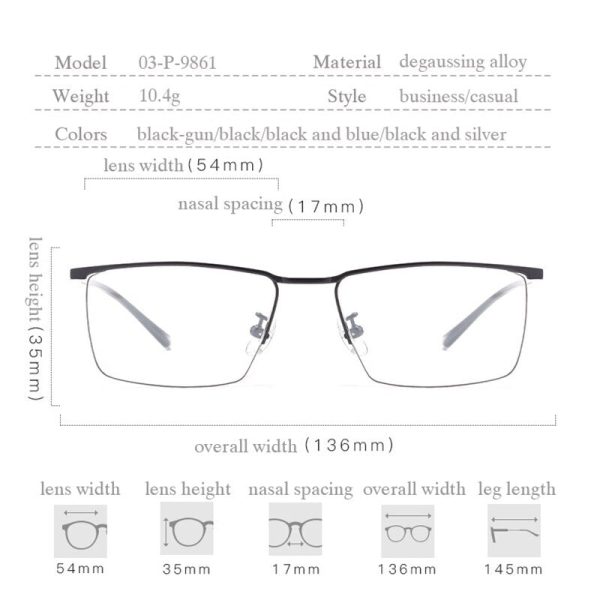 Hotochki Men s Semi Rim Titanium Frame Eyeglasses P9861 Hot on Sale - Image 5