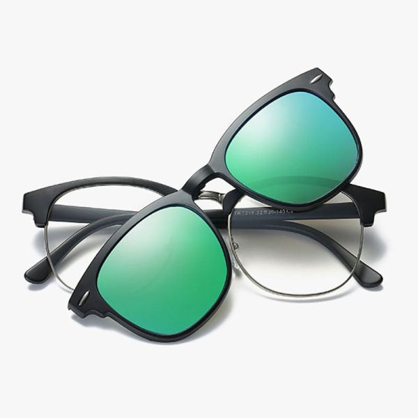 Reven Jate Men s Full Rim Square Polycarbonate Eyeglasses Clip On Polarized Sunglasses 2218 Online Hot Sale - Image 4
