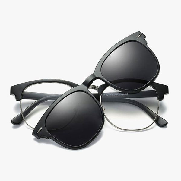 Reven Jate Men s Full Rim Square Polycarbonate Eyeglasses Clip On Polarized Sunglasses 2218 Online Hot Sale - Image 2