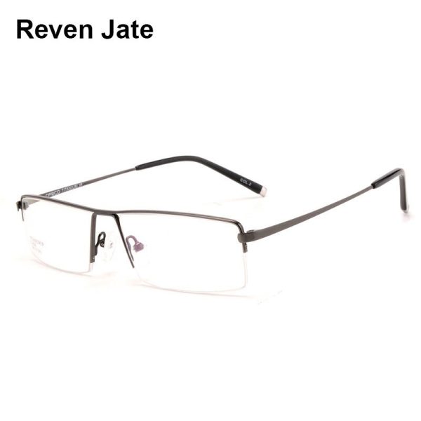 Reven Jate Men s Semi Rim Square Titanium Eyeglasses 8095 For Cheap