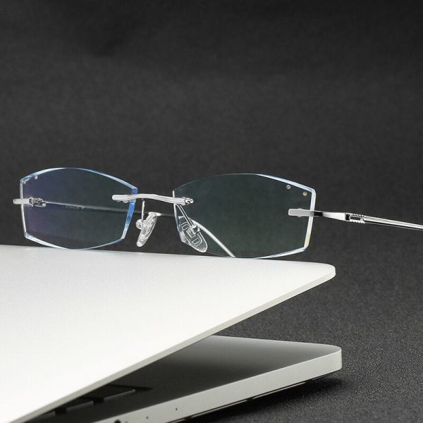Zirosat 9079 Men s Eyeglasses Titanium Rimless Diamond Trimmed Discount