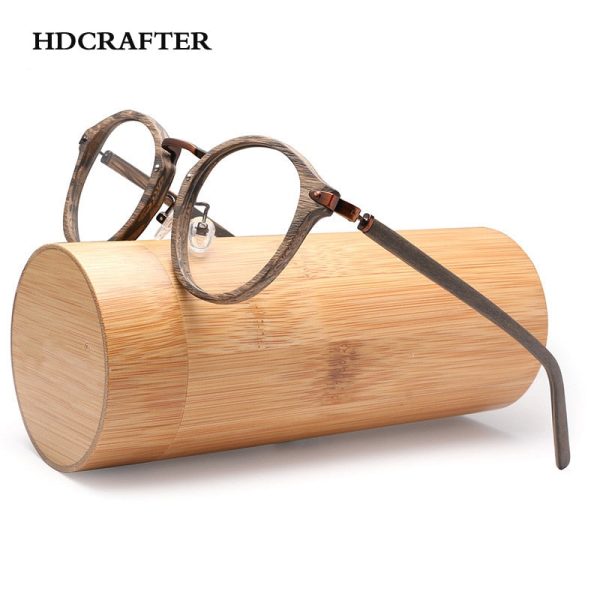 Hdcrafter Unisex Full Round Rim Wood Alloy Eyeglasses Bc06 Discount - Image 2