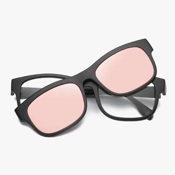 Reven Jate Unisex Full Rim Square Polycarbonate Eyeglasses Clip On Polarized Sunglasses 2203 Hot on Sale - Image 4