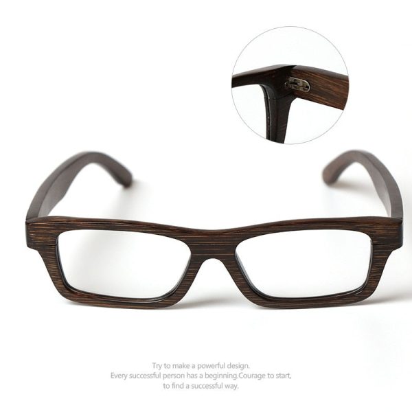 Hdcrafter Unisex Full Rim Square Bamboo Wood Frame Eyeglasses 56190 For Discount - Image 2