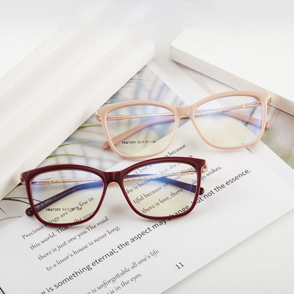 Hotony Woman s Full Rim Square TR 90 Resin Alloy Frame Eyeglasses 7009 Cheap