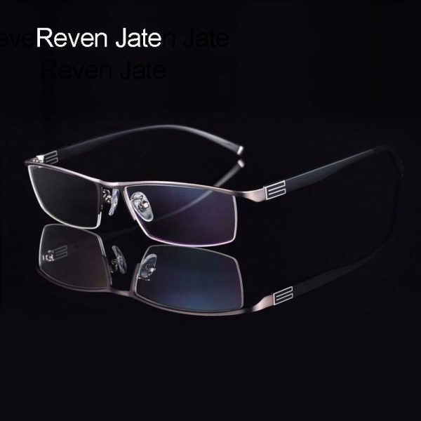 Reven Jate Men s Semi Rim Rectangle Titanium Alloy Eyeglasses 56170 Supply