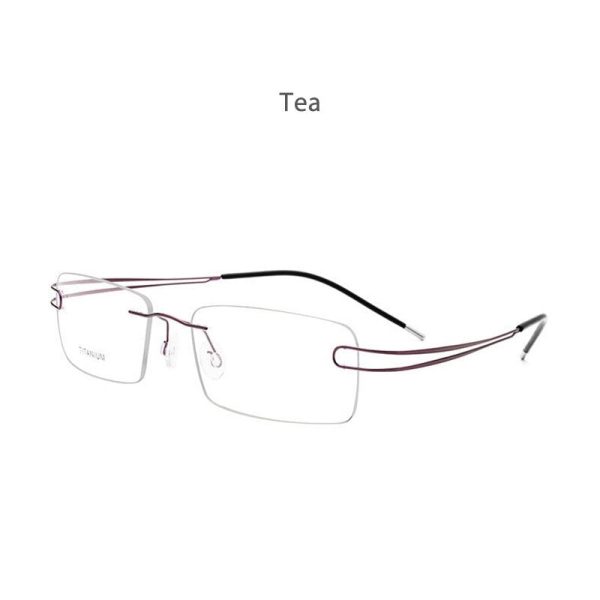 Hdcrafter Unisex Rimless Rectangle Titanium Frame Eyeglasses 50003 Online Sale - Image 4