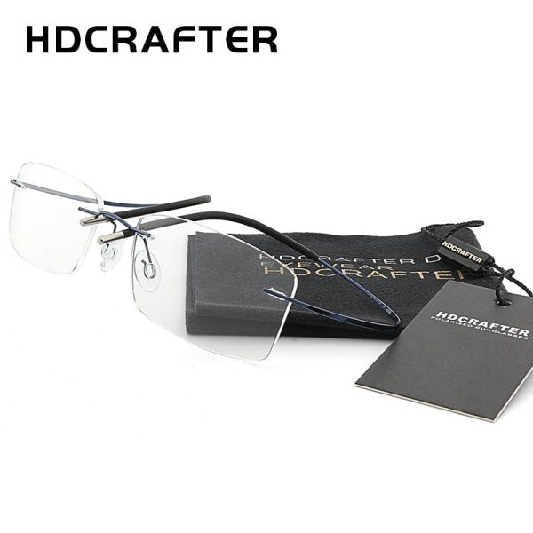 Hdcrafter Rimless Rectangle Titanium Frame Eyeglasses Unisex Hot on Sale