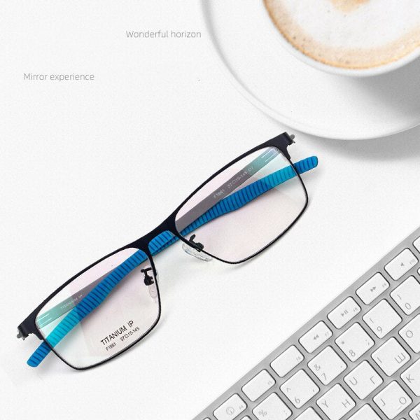 Yimaruili Men s Full Rim Square β Titanium Frame Eyeglasses F1981 For Sale