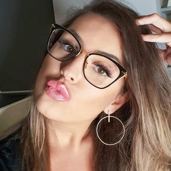 Hotony Women s Full Rim Cat Eye TR 90 Resin Alloy Frame Eyeglasses 95138 For Discount