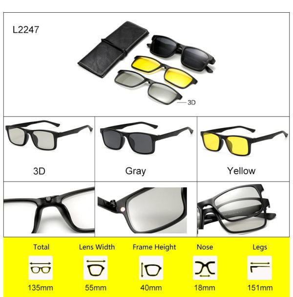 Ralferty Multi-Function Magnetic Polarized Clip On Sunglasses Unisex Cheap - Image 3