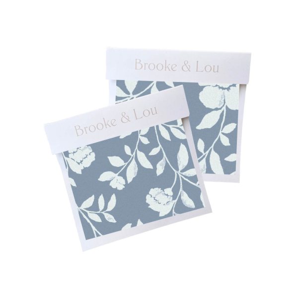 Natasha Floral Fabric in Dusty Blue For Sale - Image 2