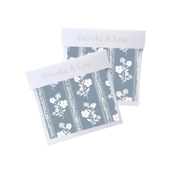 Hollyhock Floral Fabric in Dusty Blue Online now - Image 2