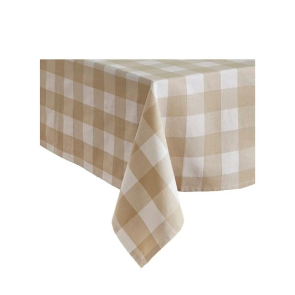 Gingham Check Tablecloth in Natural Hot on Sale