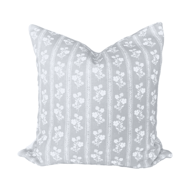 Hollyhock Floral Pillow in Stone Grey For Cheap
