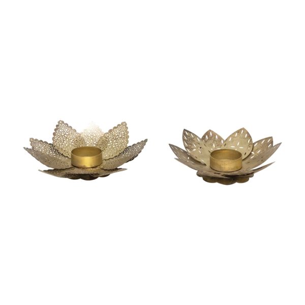 Gold Flower Tea-light Holder Set Online Sale