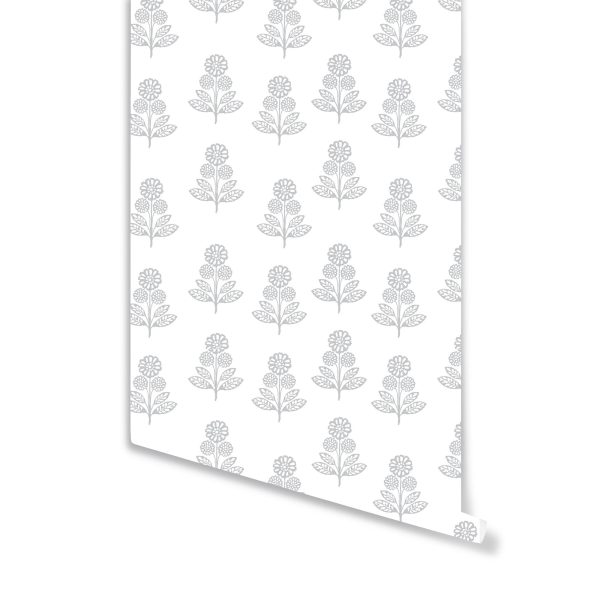 Stella Floral Wallpaper in Stone Grey Online now