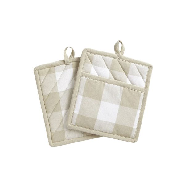 Gingham Check Pot Holder Set Discount