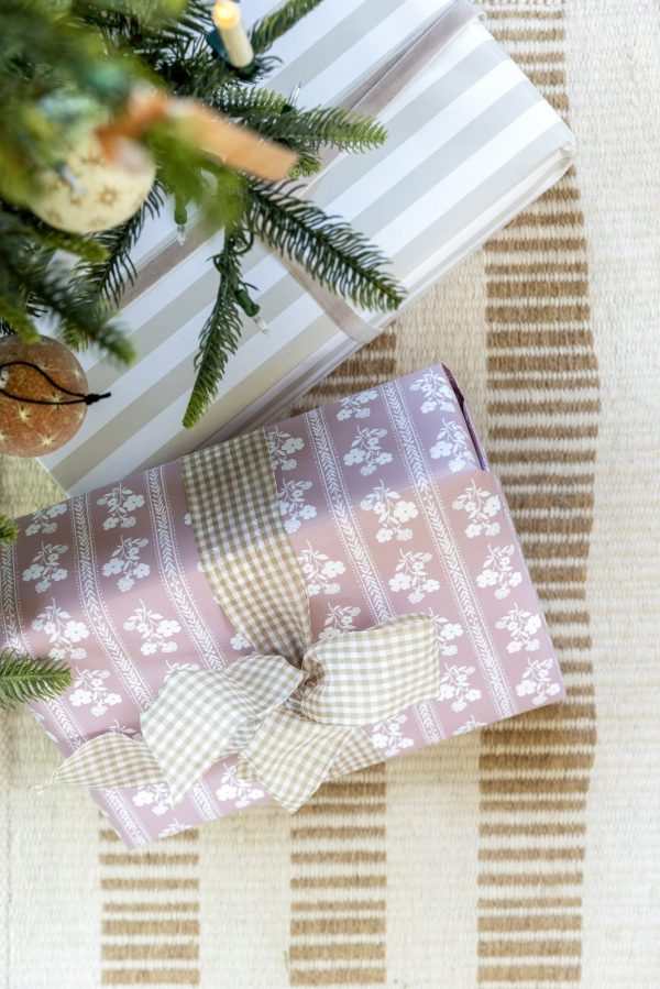 Coastal Stripe Wrapping Paper in Beige on Sale - Image 2