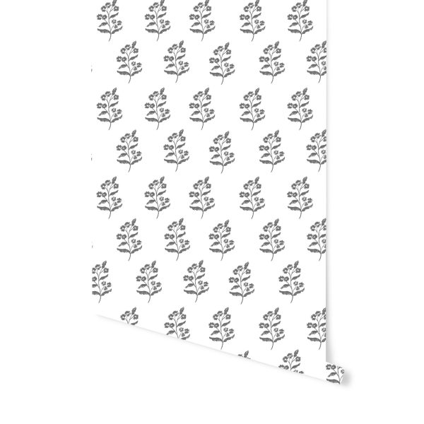 Frankie Floral Wallpaper in Charcoal Online Hot Sale