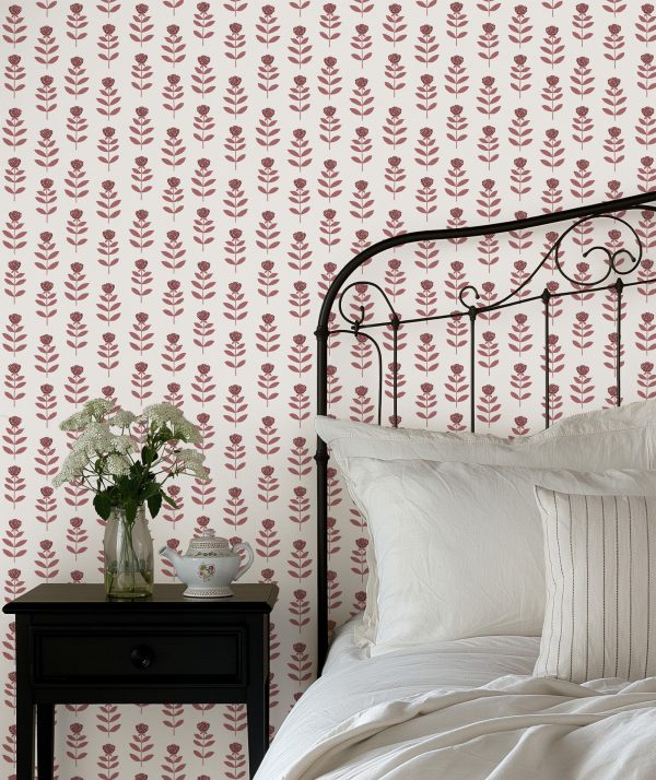 Madison Floral Wallpaper in Rose Online - Image 2