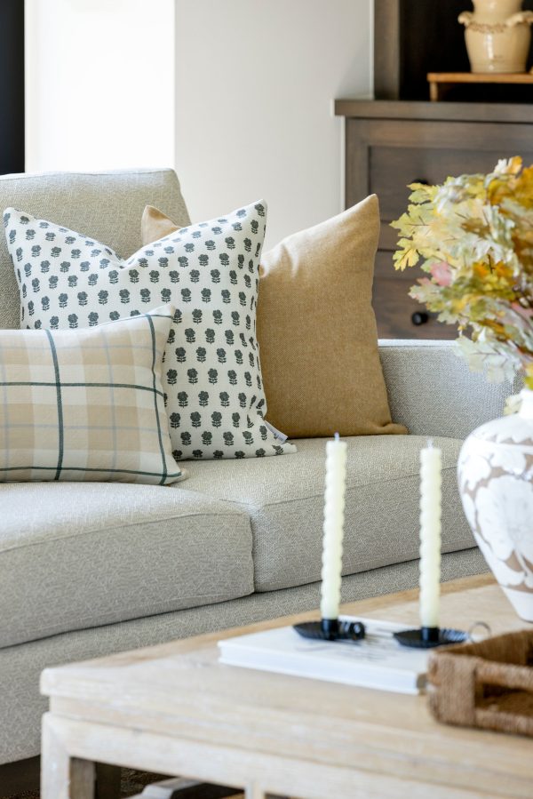 Camden Plaid Pillow in Natural & Navy Hot on Sale - Image 2